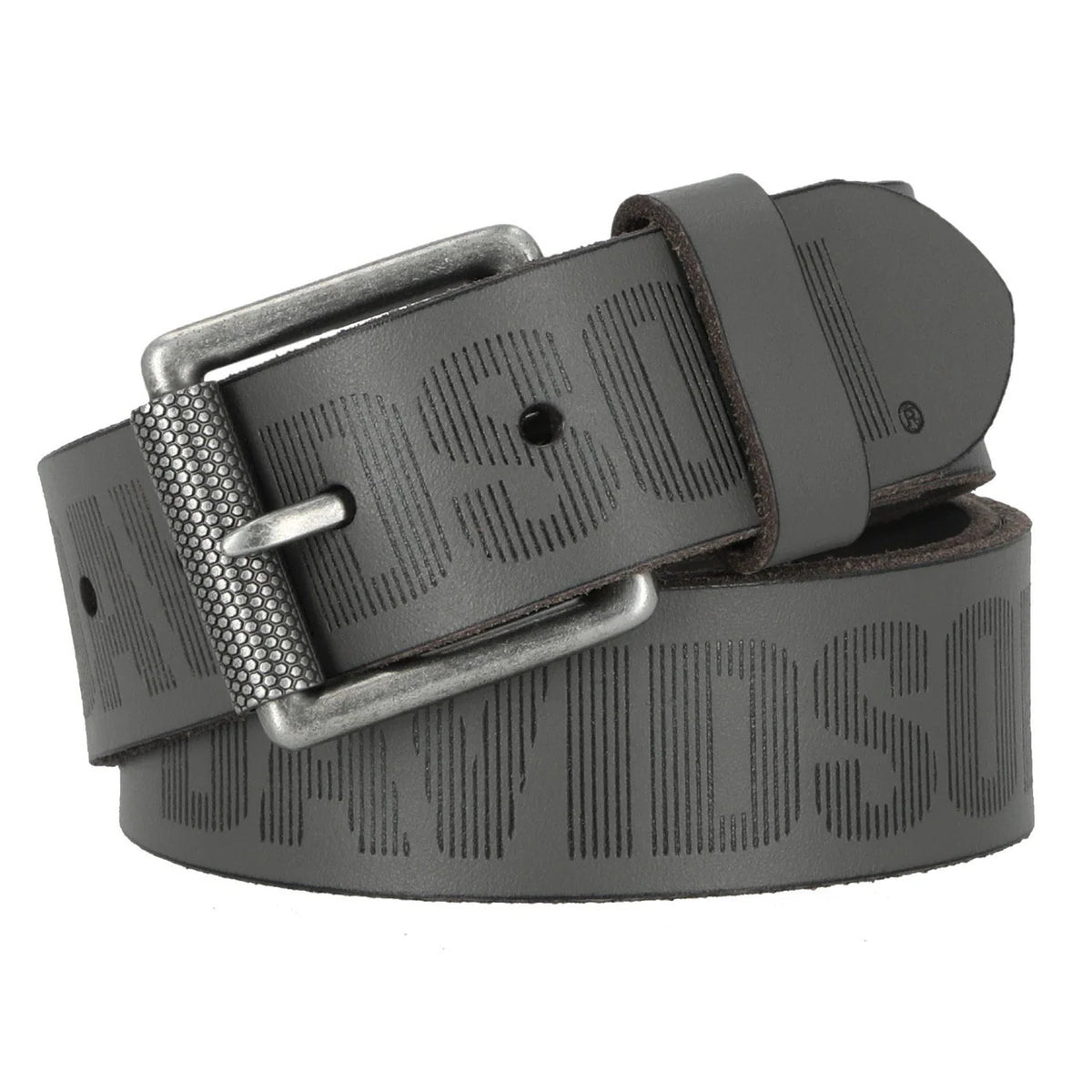 Men's Embossed H-D Logo Leather Belt, Gray