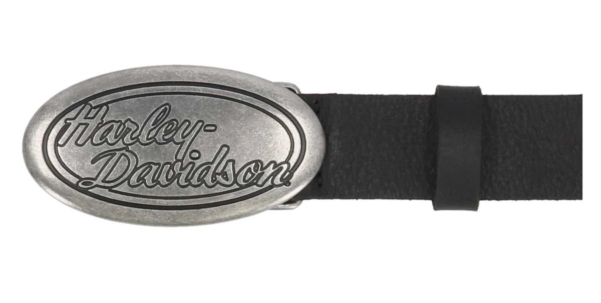 Women's Oval H-D Script Buckle Leather Belt