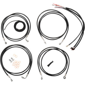 Complete Black Vinyl Braided Handlebar Cable/Brake Line Kit