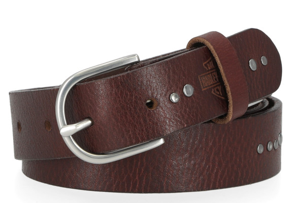 Women's Heat Embossed Bar & Shield Belt - Brown