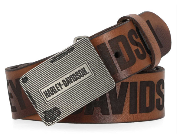 Men's Grunge H-D Logo Repeat Belt – Brown