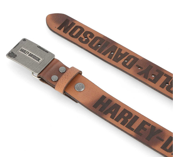 Men's Grunge H-D Logo Repeat Belt – Brown