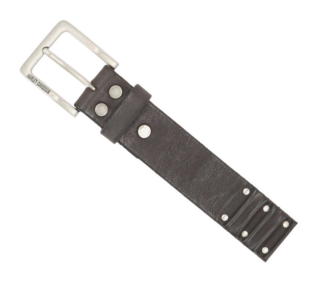 Men's Ribbed & Studded Detail Belt - Black