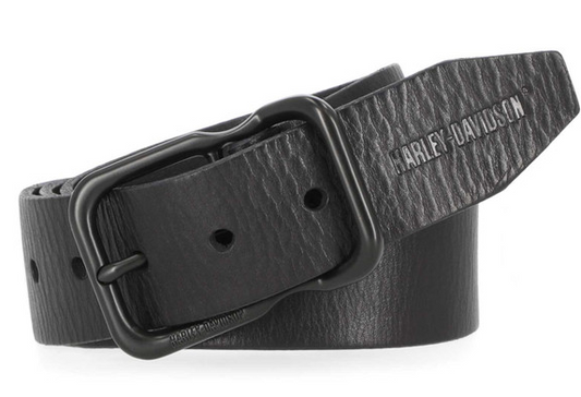 Men's Self Keeper Buckle Textured Leather Belt – Black