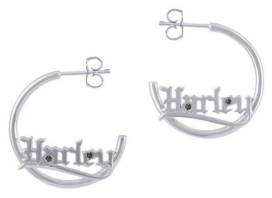 Harley-Davidson® Womens Old English Harley Hoop Earrings