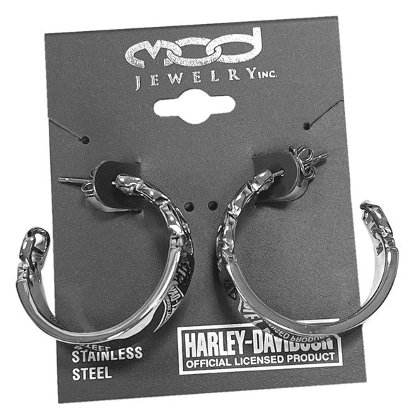 Harley-Davidson® Womens B&S Mariner Chain Hoop Earrings