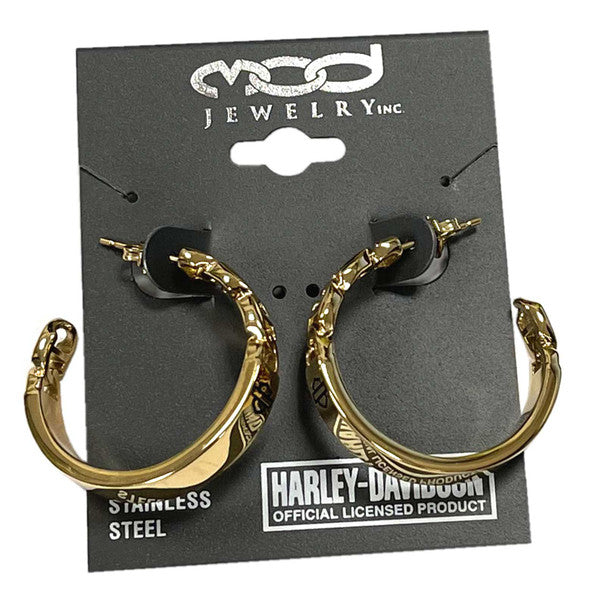 Harley-Davidson® Womens B&S Mariner Chain Hoop Earrings