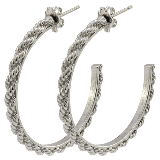 Harley-Davidson® Women's Sculpted Rope Large Hoop Earrings