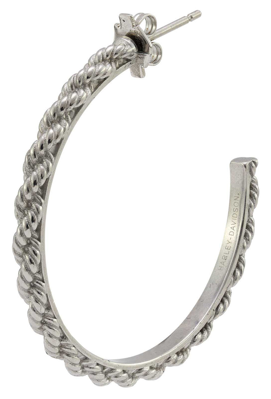 Harley-Davidson® Women's Sculpted Rope Large Hoop Earrings