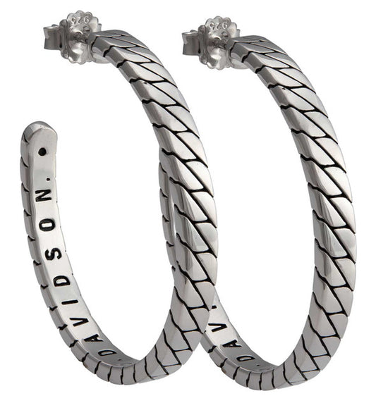 Harley-Davidson® Women's Flat Chain Large Hoop Earrings