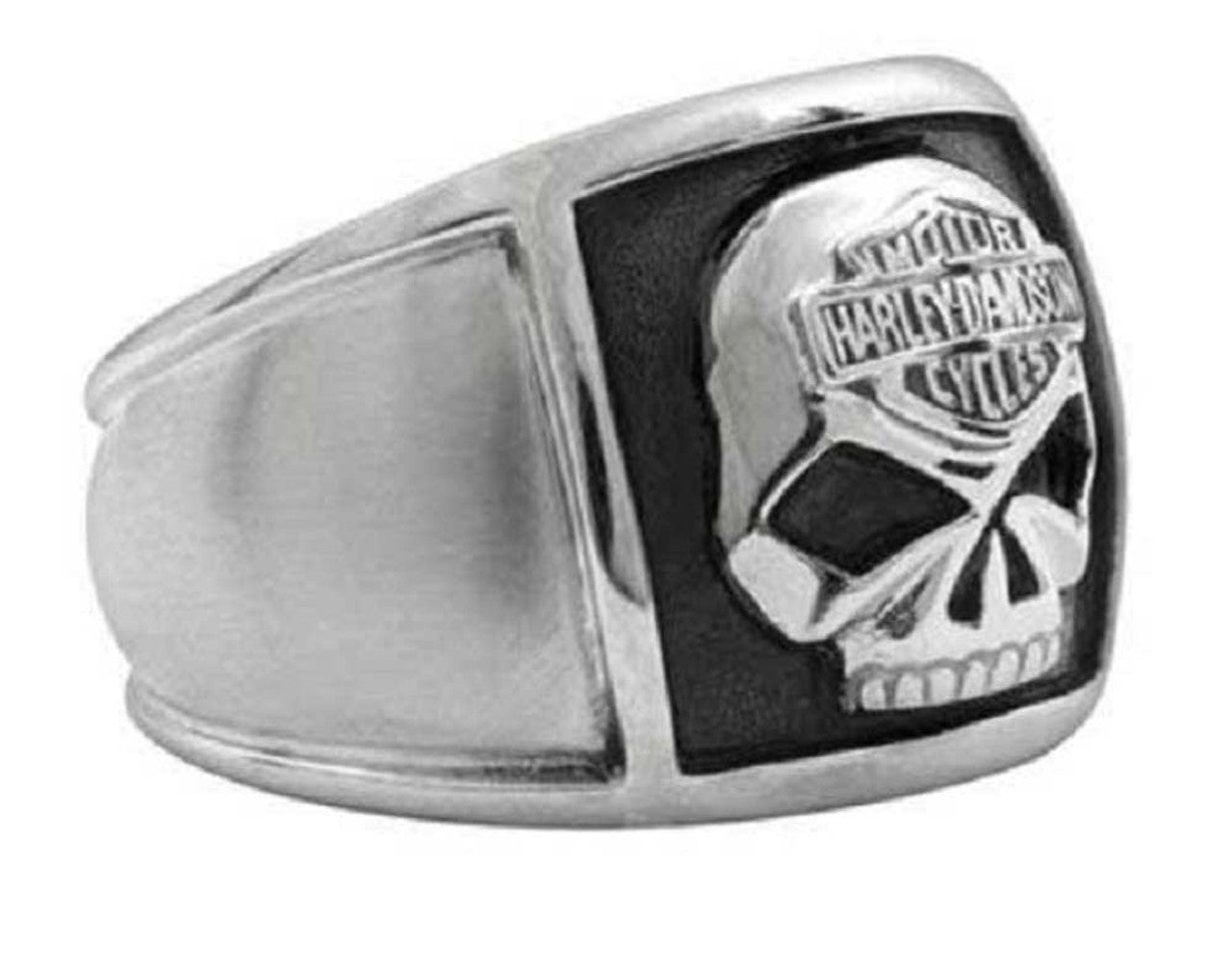 Harley-Davidson® Men's Bar & Shield Skull Cigar Band Ring