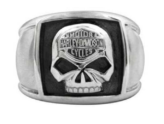 Harley-Davidson® Men's Bar & Shield Skull Cigar Band Ring