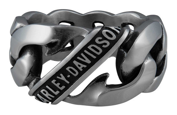 Harley-Davidson® Men's Banner Curb Chain Link Steel Band Ring