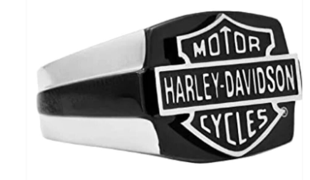 Harley-Davidson Men's Black Steel Bar & Shield Men's Ring